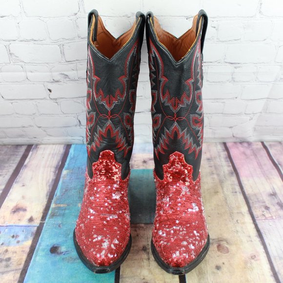 EL PRESIDENTE Red Fancy Sexy Cowboy Boots 11 Inch - Picture 5 of 11